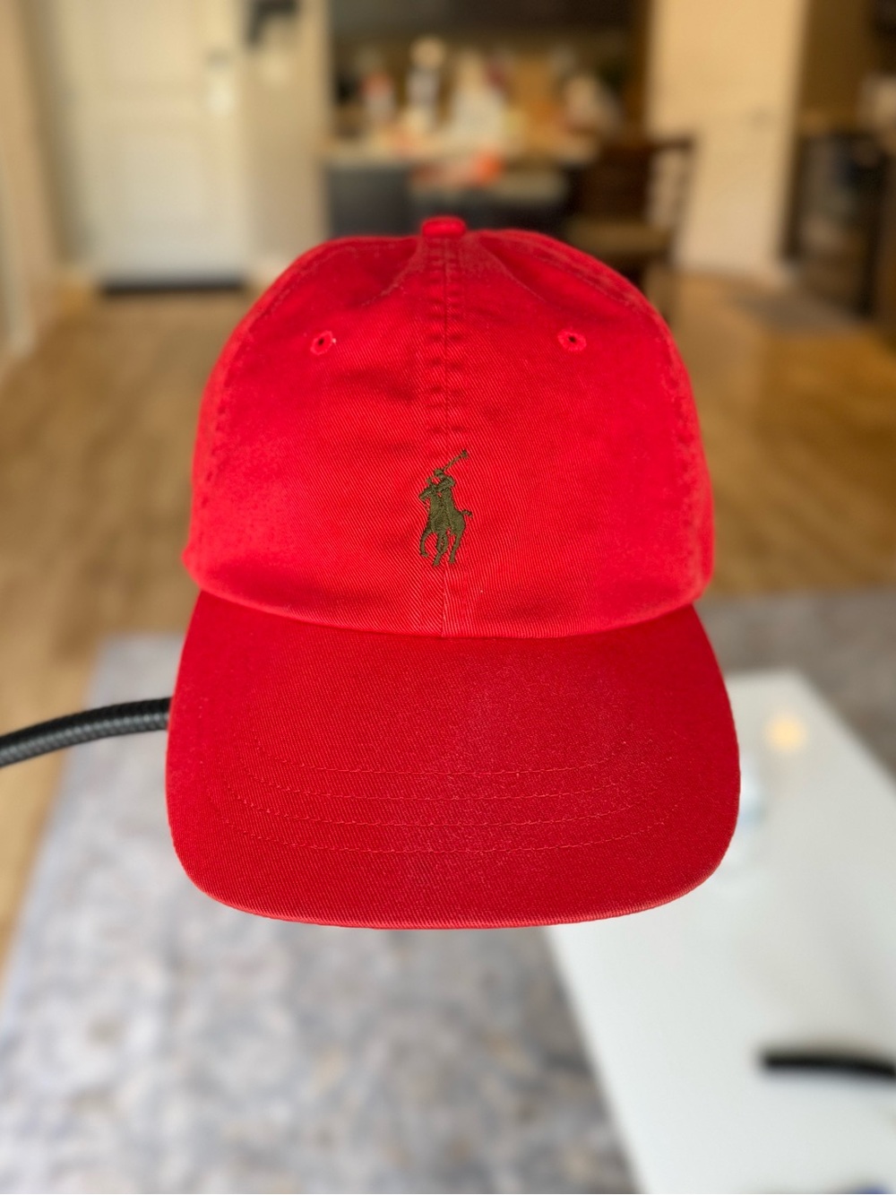Polo by Ralph Lauren Red Baseball Cap with Green Pony Logo